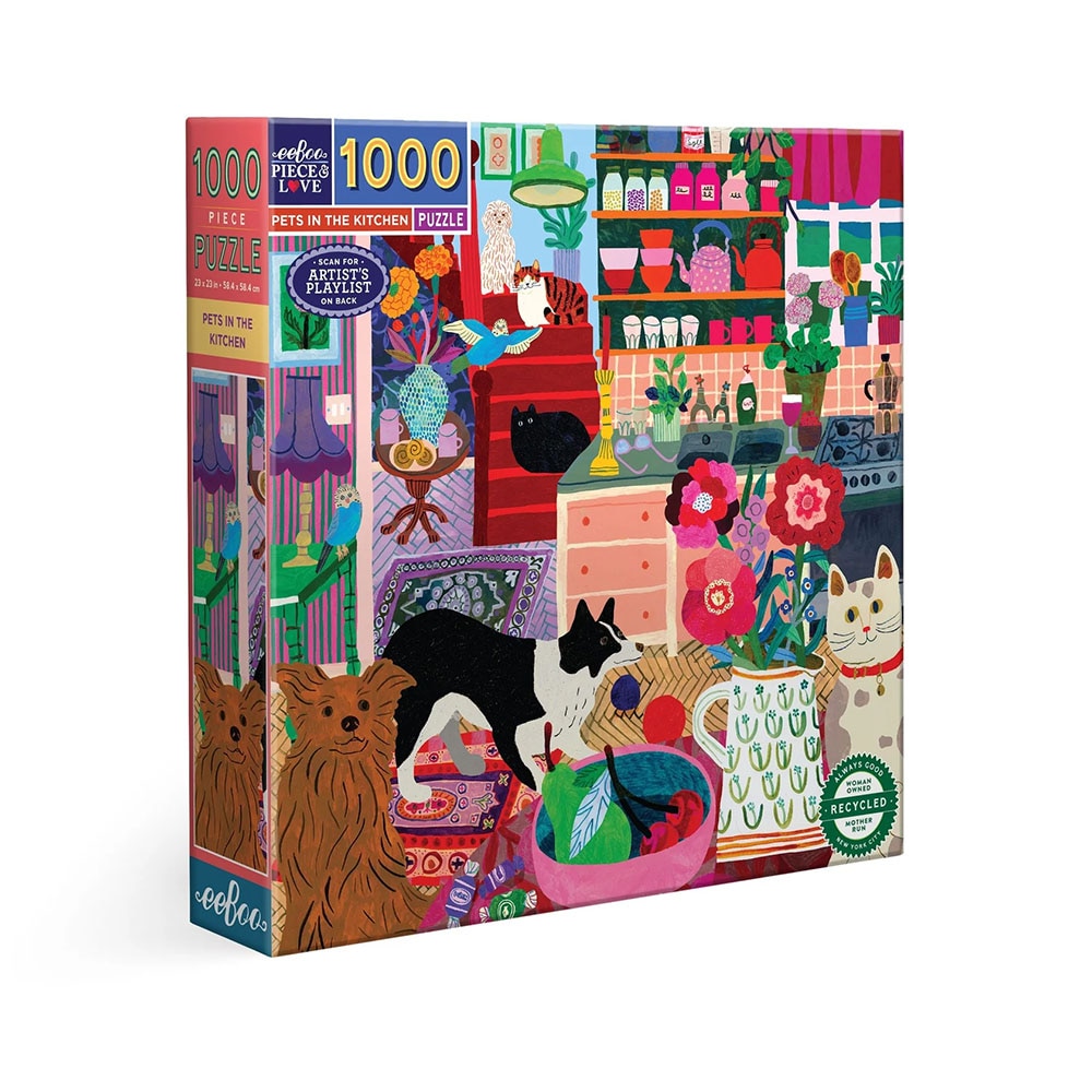 Eeboo, Puzzle, Gifts, 1000 piece, Jigsaw, Pets in the Kitchen, 930778